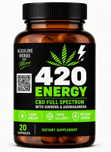 Alkaline Herbs - 420 Energy Capsules - Full Spectrum - 20pk