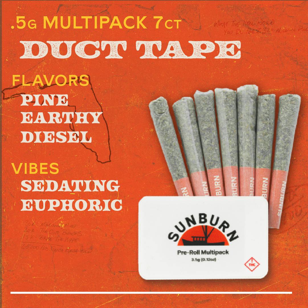 Duct Tape 7ct Pre Rolls Multipack Whole Flower Hybrid 3.5g Pre Rolls Sunburn Sunburn