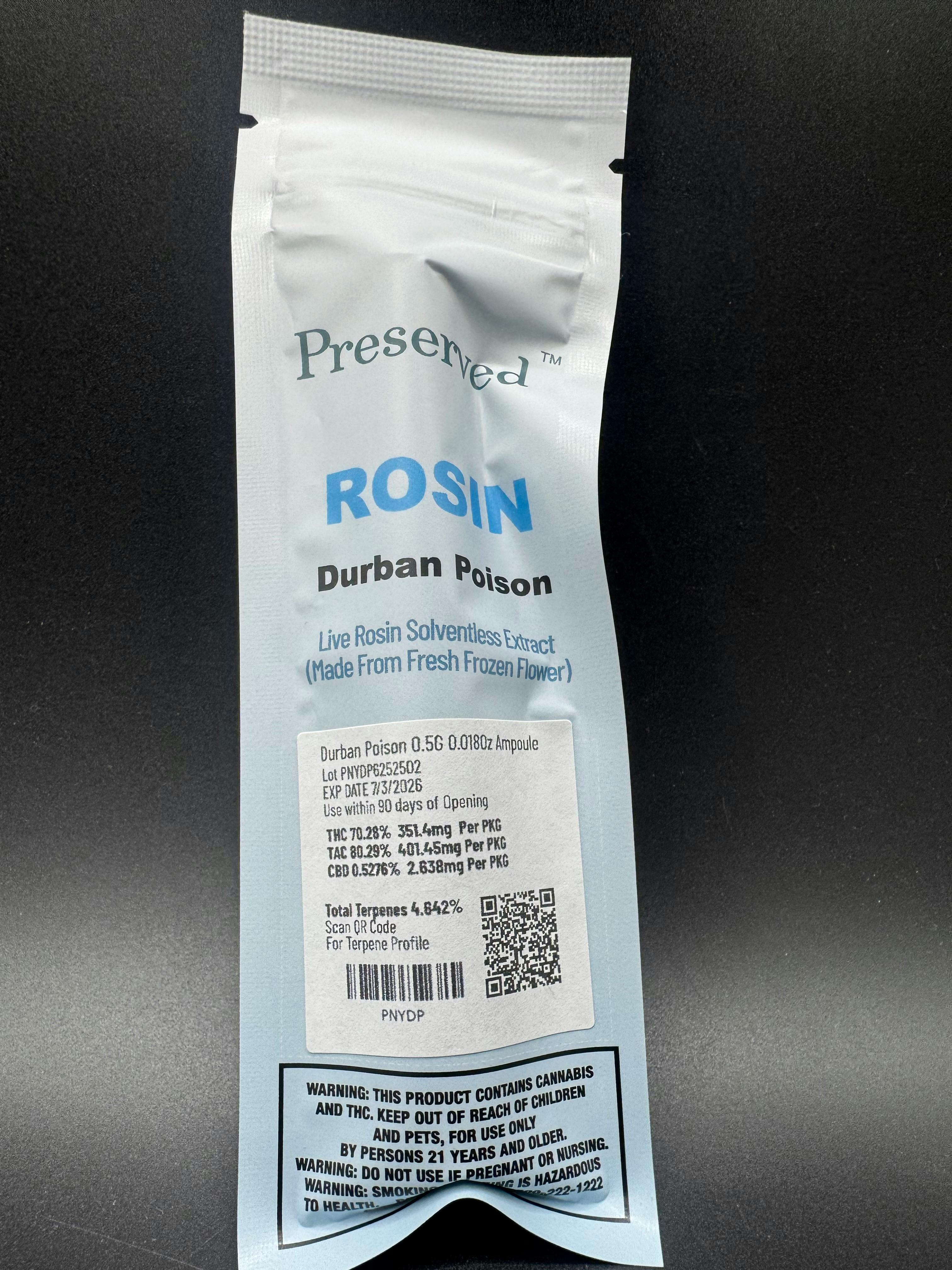 Preserved NY - Durban Poison - Live Rosin Vape Cartridge - .5g