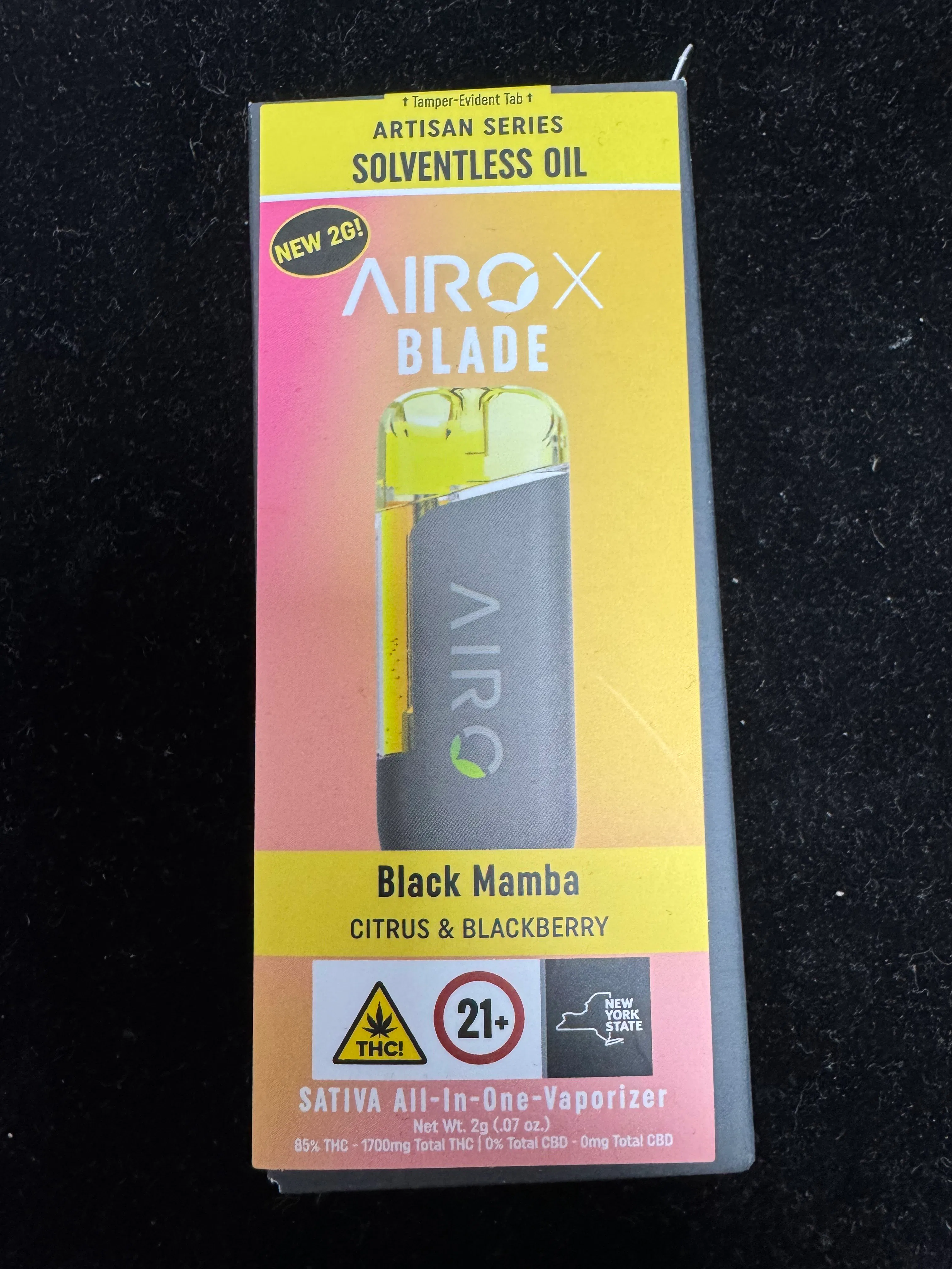 AiroX - Black Mamba -Solventless Oil Disposable Vape - 2g - 2g by Airo | Buy Online Rockland County NY AiroX - Black Mamba -Solventless Oil Disposable Vape - 2g - 2g by Airo | Buy Online Rockland County NY