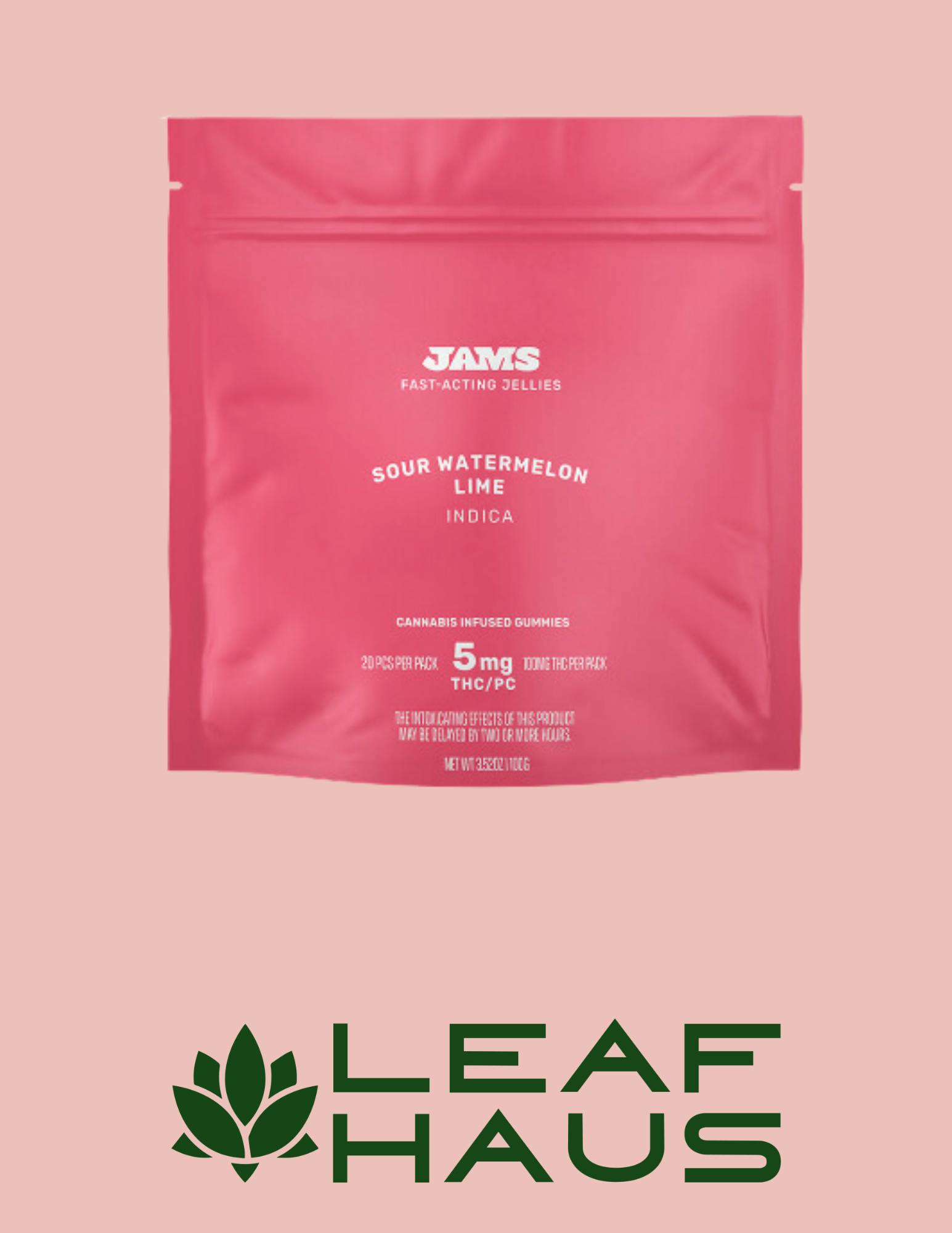 Shop JAMSJAMS Fast Acting Gummies Sour Watermelon Lime 20Pack 100mg
